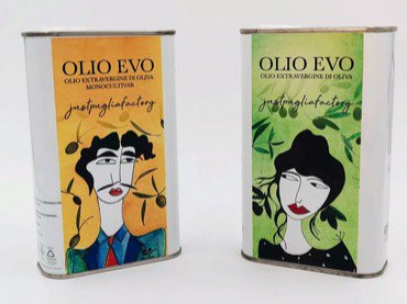 JUST PUGLIA FACTORY EVO Monocultivar & Blend Art Collection - Tin 500 ml (pakke med 2)