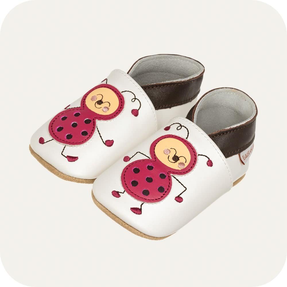 Zachte leren babyslofjes Mademoiselle Coccinelle