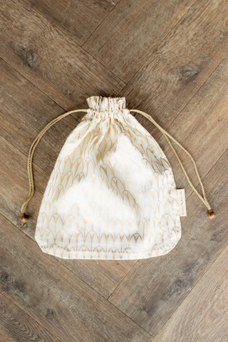 Stoffgeschenktüten Double Drawstring - Luxe Gold Collection - Vanille / Art Deco