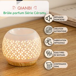 Kominek do perfum z serii Céramy – Qianbi – Lakierowany ceramiczny świecznik – Dyfuzja zapachowych wosków, olejków eterycznych – Dekoracyjny pomysł na prezent