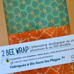 Bee Wrap Emballage réutilisable et zéro déchet 2 tailles duo  M (22*29cm) , L ( 30 cm * 30cm)