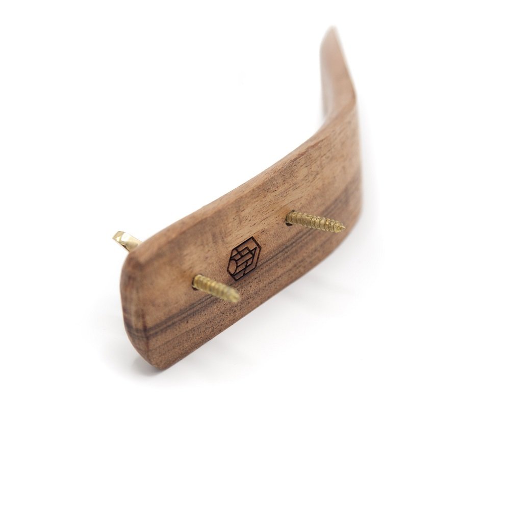 Coat Hook wood and brass, Brut Homeware