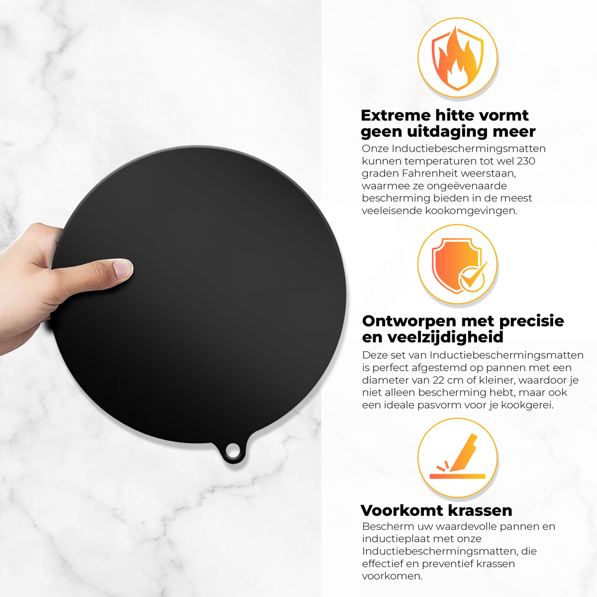 Protectores de inducción: negro, 4 piezas