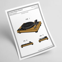 Poster di brevetto a colori per giradischi in vinile