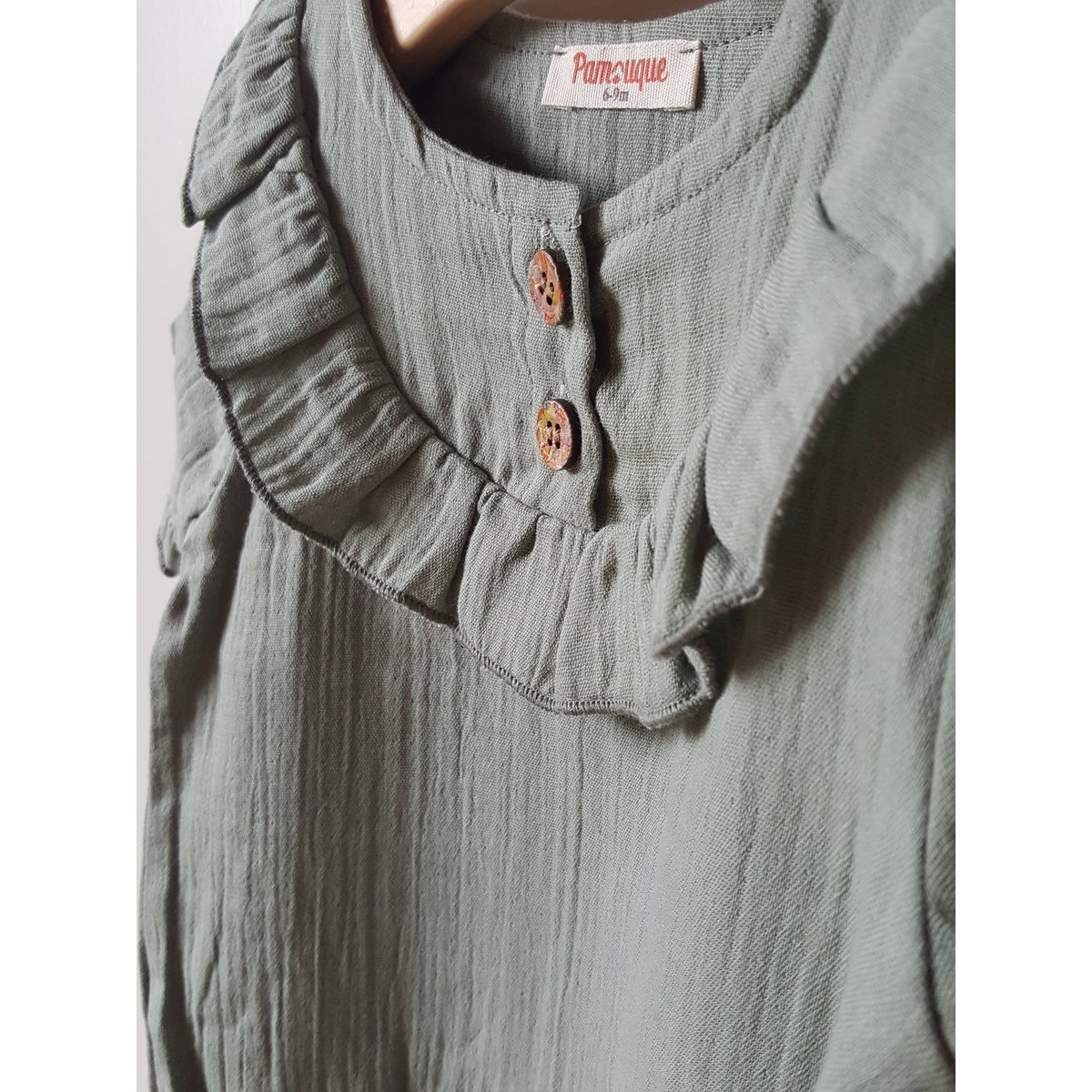 Baby pige salvie grøn t-shirt / 100% økologisk dobbelt gaze bomuld
