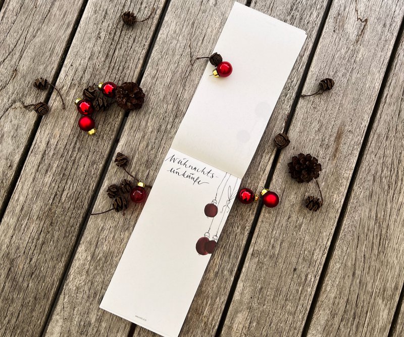 Shopping List Note Block | Juleshoppingliste | DIN -format (lang) | 99 x 210 mm | Uindiniteret, hvid