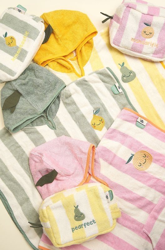 Poncho con cappuccio in spugna di cotone per bambini Lola Lemon