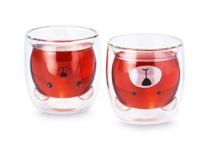 Cute bear cup - double-walled insulated glass for cold and warm drinks 230ml