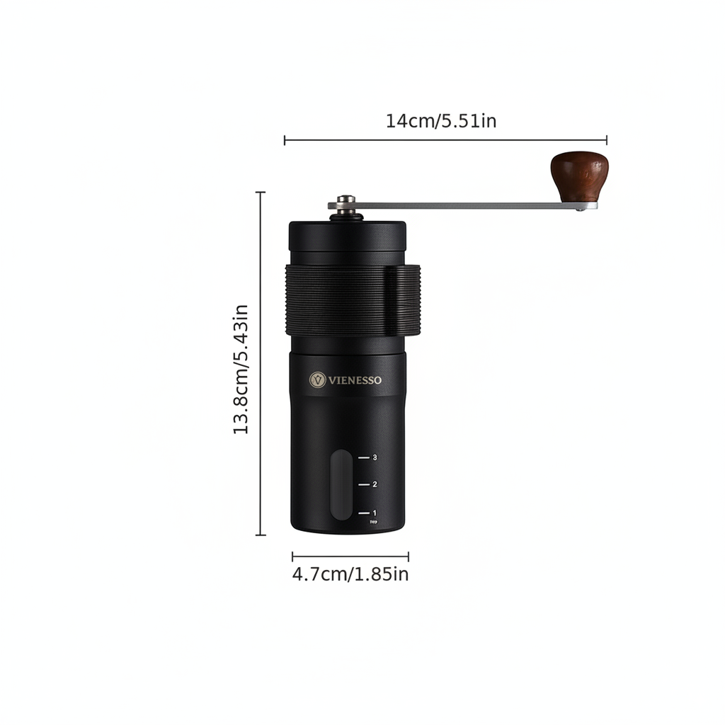 Molinillo de café manualmente con molienda de cerámica sin escalón - molinillo de café manual compacto (negro)