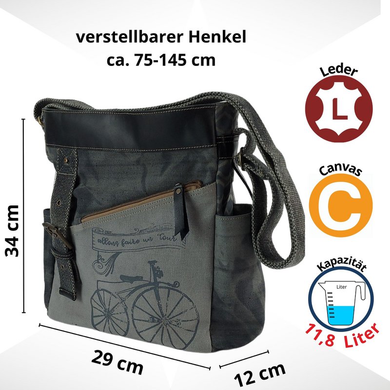 Sunsa dames schoudertas. Schoudertas in vintagestijl. Canvas handtas. kleine crossbodytas voor dames