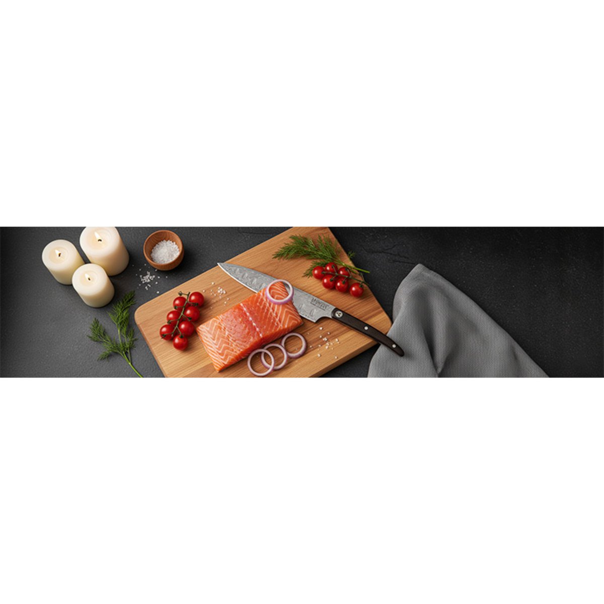 Laguiole Heritage Santoku Knife 18 cm – Black Wood, Damaskus Blade
