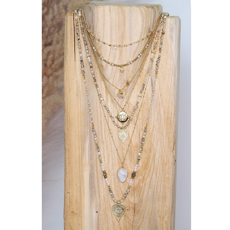 Lotus necklace labradorite moonstone