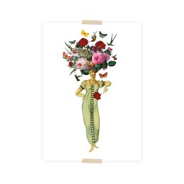Postkort collage lille dame Floral