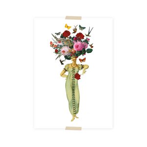 Postcard collage dametje Floral
