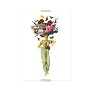 Postcard collage dametje Floral
