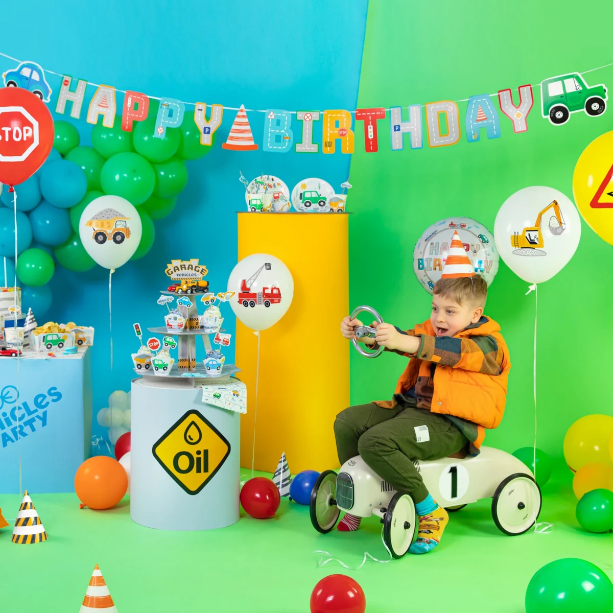 Banner Veicoli di buon compleanno | 250 x 17 cm