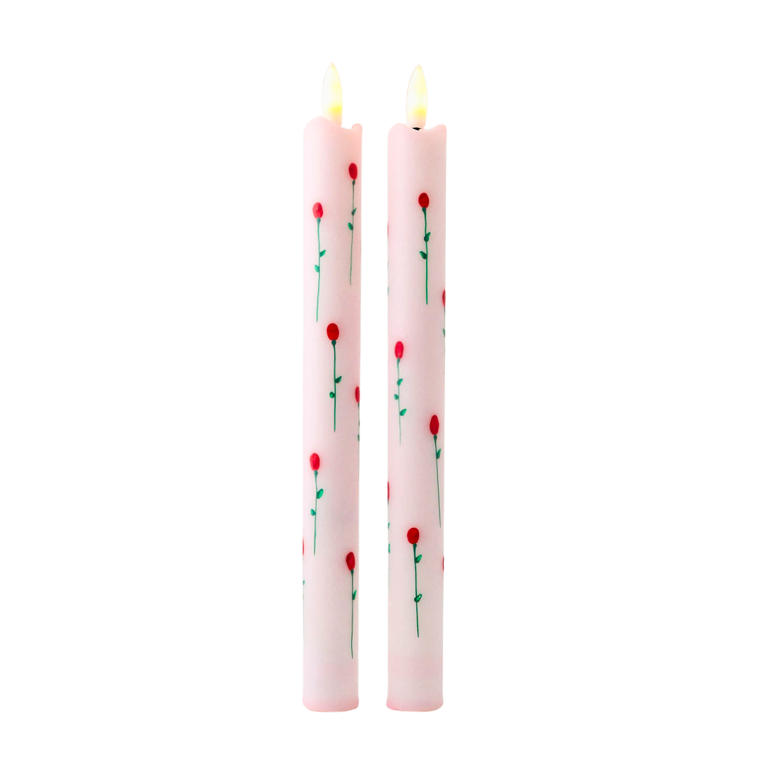 LED-Stumpenkerze Rosy – 2er-Set