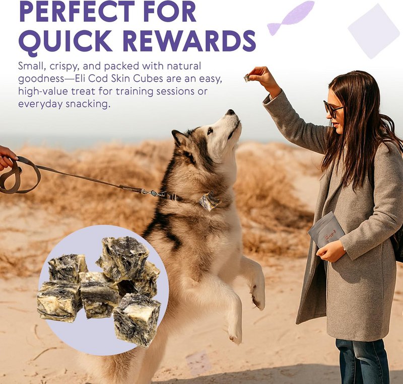 Dried Cod Skin Cubes Natural Single Ingredient Dog Treats 80g