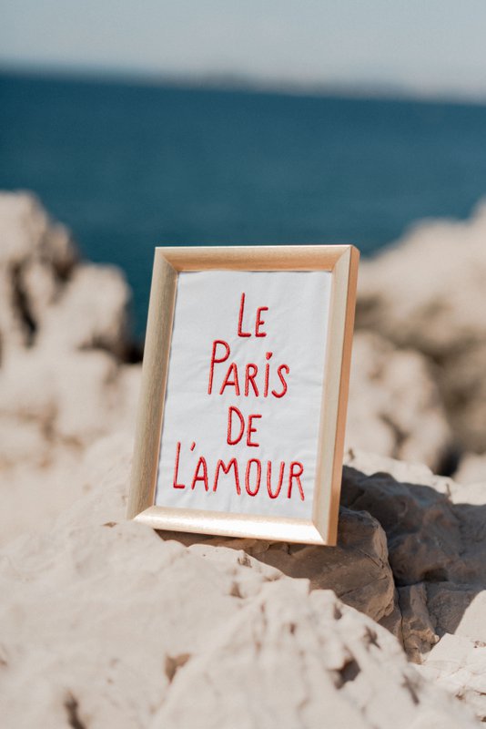 Paris in embroidered cotton frame