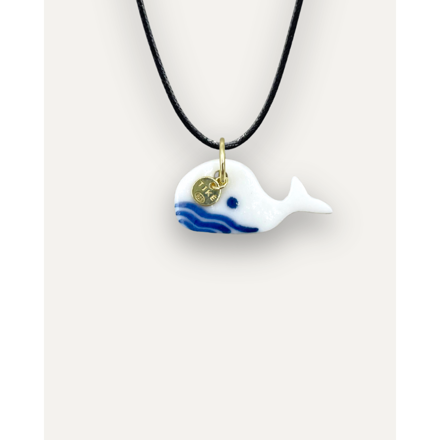 Charms - porseleinen hanger van blauwe vinvis