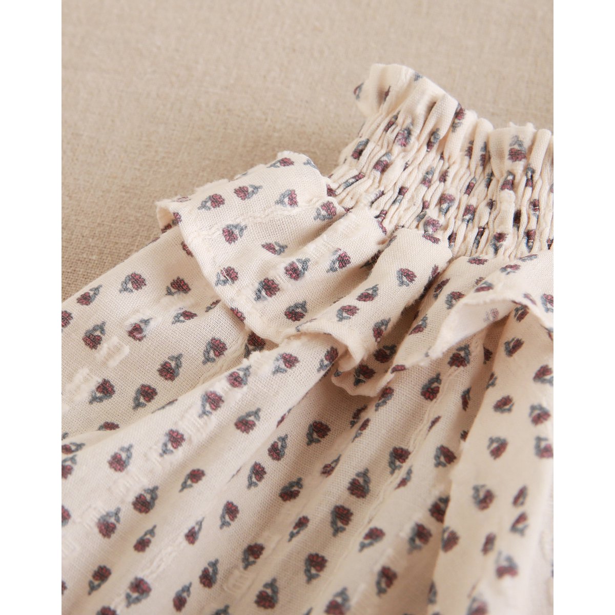 Meisjesblouse met ruches aan de halslijn en bloemenprint P74-11604101