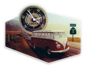 Volkswagen VW T1 Bus Wandklok - Acryl - Snelweg/Veelkleurig
