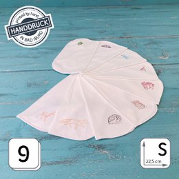 Baby care cloths hand-printed 9er with wild and meadow animals