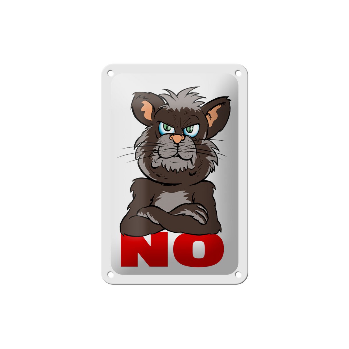 Tin sign saying 12x18cm NO (cat) decoration