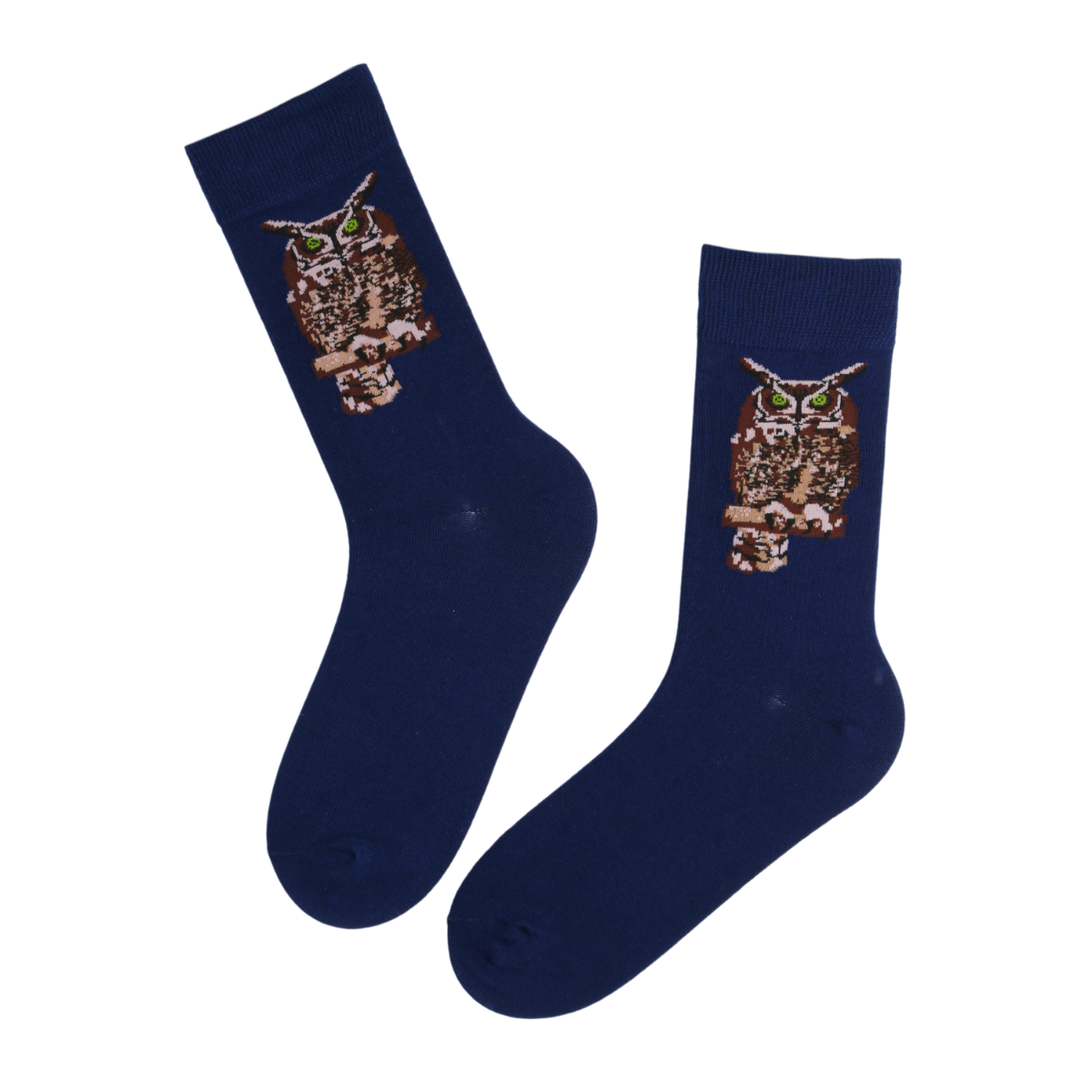 DERRICK Calcetines de algodón azul oscuro con búhos