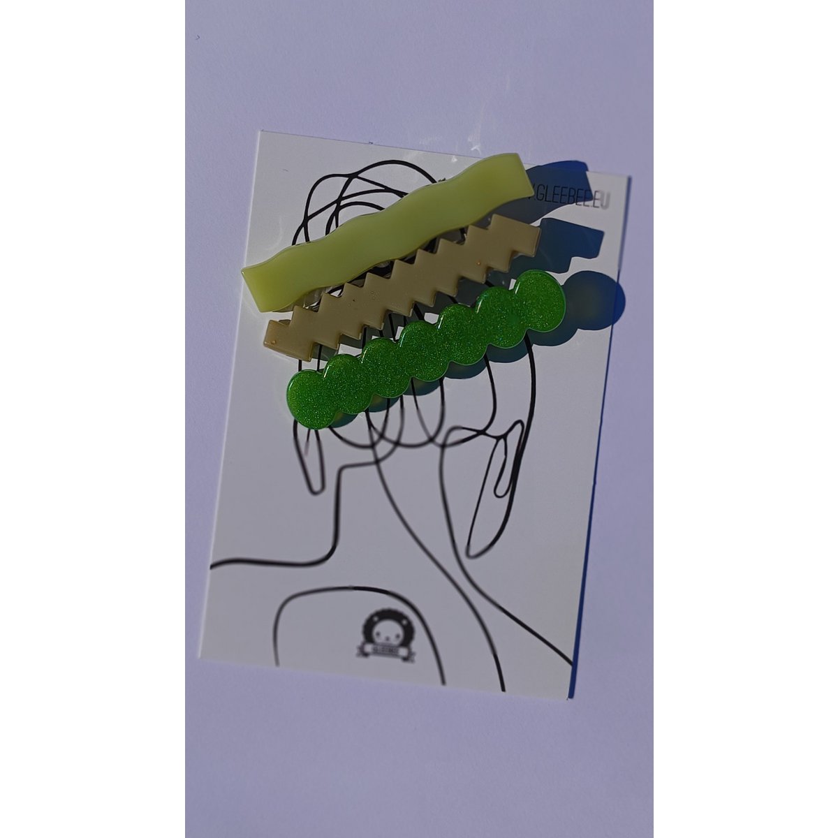 ⋒ pacchetto di clip per capelli in resina - matcha latte (11 articoli) ⋒