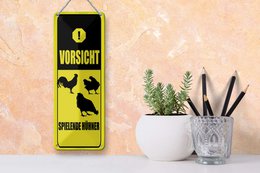 Targa in metallo nota 27x10 cm Fai attenzione a giocare a galline Targa decorativa gialla
