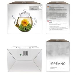 Szklany czajniczek Creano z pokrywką 500ml żaroodporną