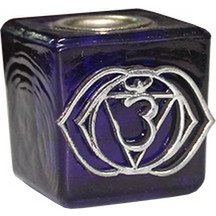 CUBE DE VERRE BOUGIE BLEU COBALT TROISIÈME OEIL