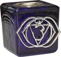Glass Cube Cobalt Blue Candle Holder-Third Eye
