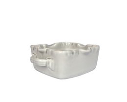 Concrete oven dish suitable for 1-2 persons, with a square shape and a textured, rustic appearance.