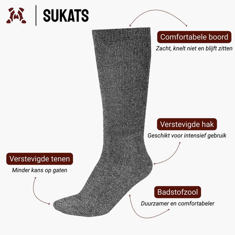 Sukats® 3 or 6 Pairs of Norwegian Work Socks | Stable Worker | Gray | Multiple sizes