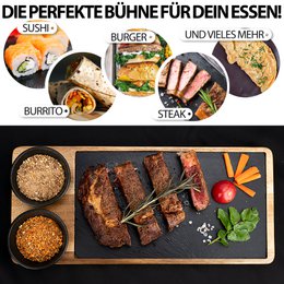 Serving board 'Luis' 2 Set made of FSC® Acacia wood with slate plates & Saucen
