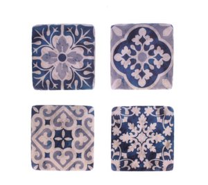 Coasters blue white, set of 4