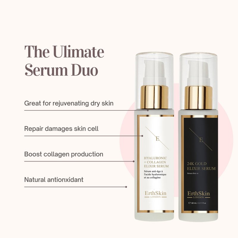 Anti-Rynke Elixir Serum 24K Guld - 60ml + Hyaluronsyre & Kollagen Serum - 60ml
