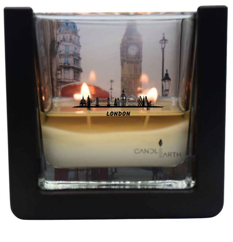 Vela perfumada sorpresa - Ciudades - Londres - 235 gr de cera de manteca de karité vegana