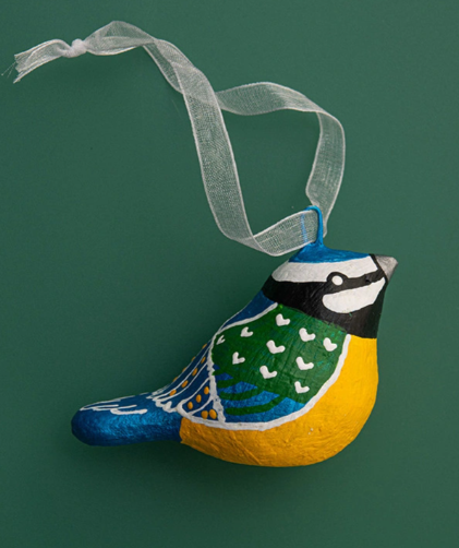 Ręcznie robiona papier-mache Zimowy ptaszek: Tit