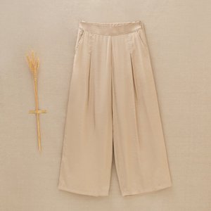 Weite Mädchenhose aus goldfarbenem Satin I142-21317145