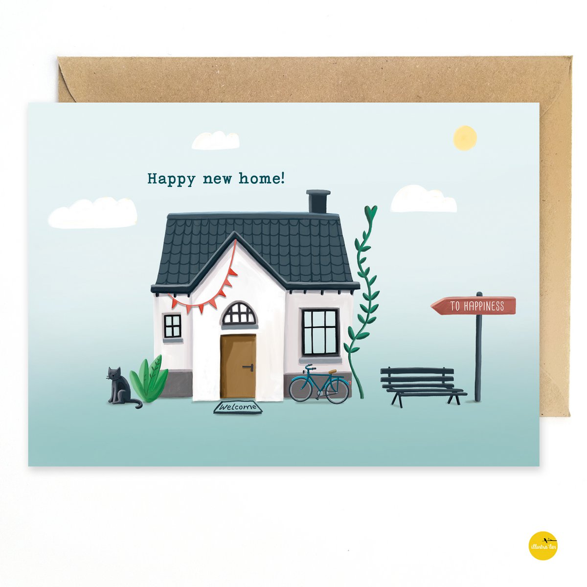 Tarjeta de felicitación feliz nuevo hogar