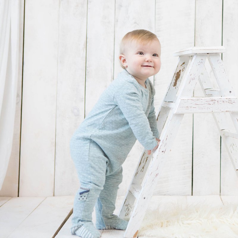 OrganicEra Pijama orgánico con pies para bebé, color aguamarina