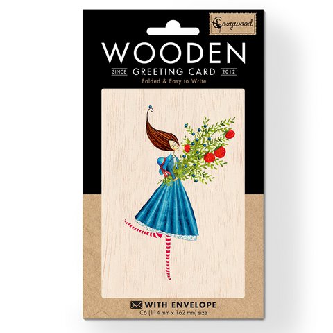 Bouquet Wooden folded greeting card
