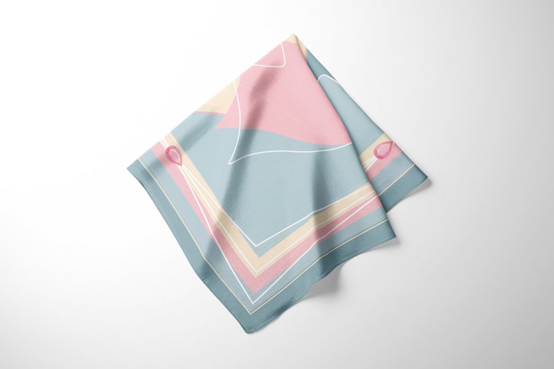 Silk square Scarf  - MUSE 67*67 cm - Sky blue