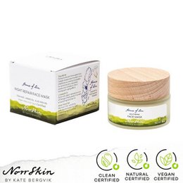Masque facial réparateur de nuit naturel - Soins de la peau scandinaves certifiés naturels, végétaliens et propres