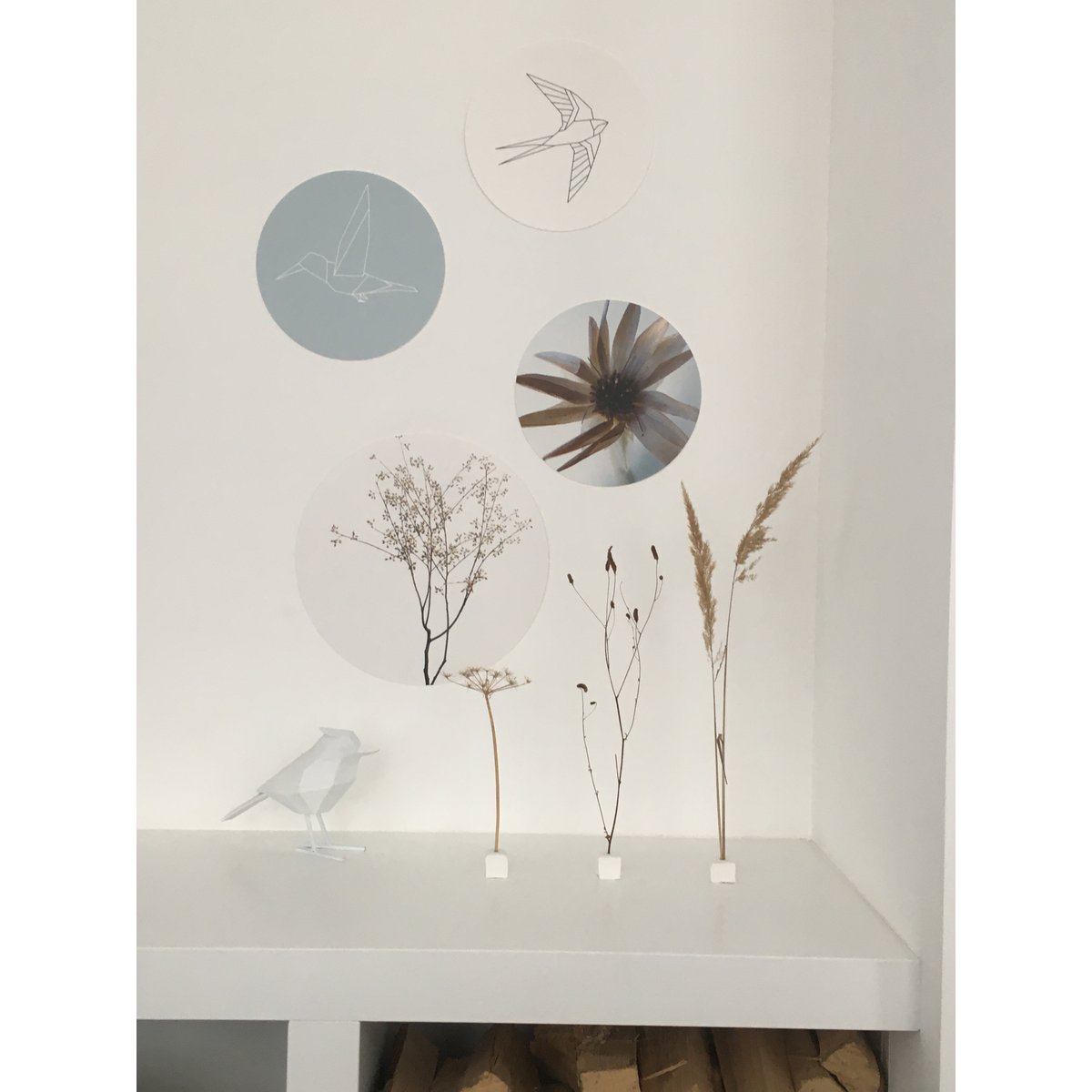 Wall circle hummingbird sea blue