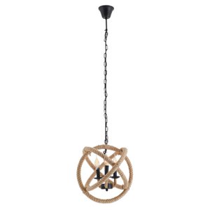 Pendelleuchte "REGIA", schwarzes Metall, Hanfseil, E27-Fassung, Beleuchtung für Wohnzimmer, Esszimmer oder Büro, 43 cm Durchmesser