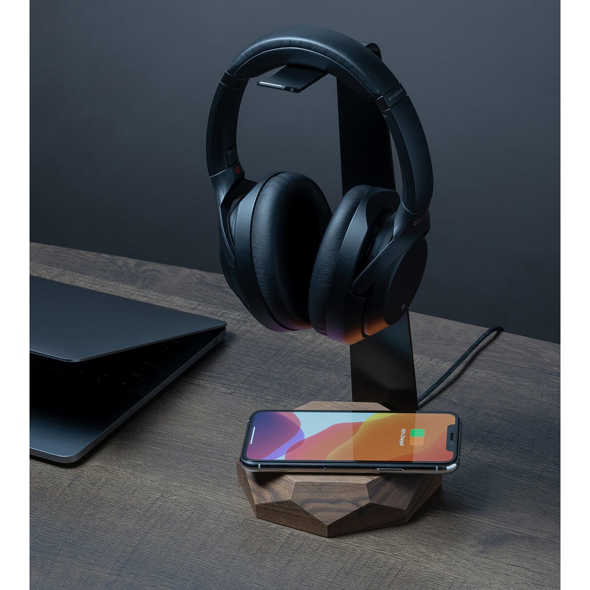 Soporte y cargador para auriculares 2 en 1